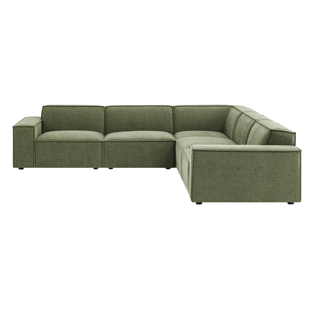 Restore 5-Piece Performance Fabric Upholstered Modular L-Shaped Sofa - Foliage