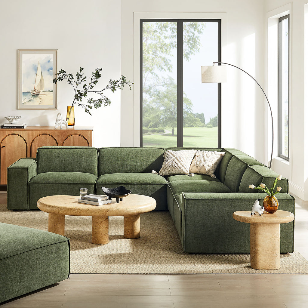 Restore 5-Piece Performance Fabric Upholstered Modular L-Shaped Sofa - Foliage