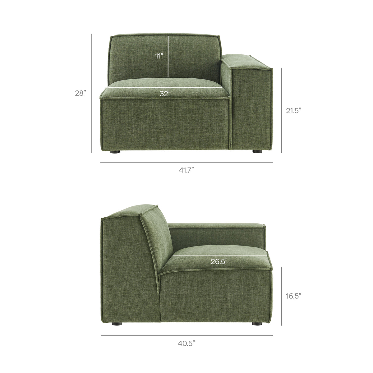 Restore 5-Piece Performance Fabric Upholstered Modular L-Shaped Sofa - Foliage