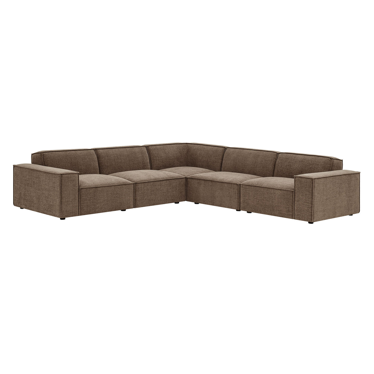 Restore 5-Piece Performance Fabric Upholstered Modular L-Shaped Sofa - Mocha