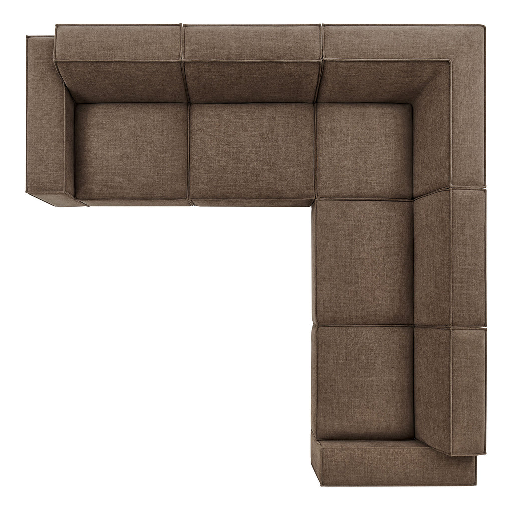 Restore 5-Piece Performance Fabric Upholstered Modular L-Shaped Sofa - Mocha