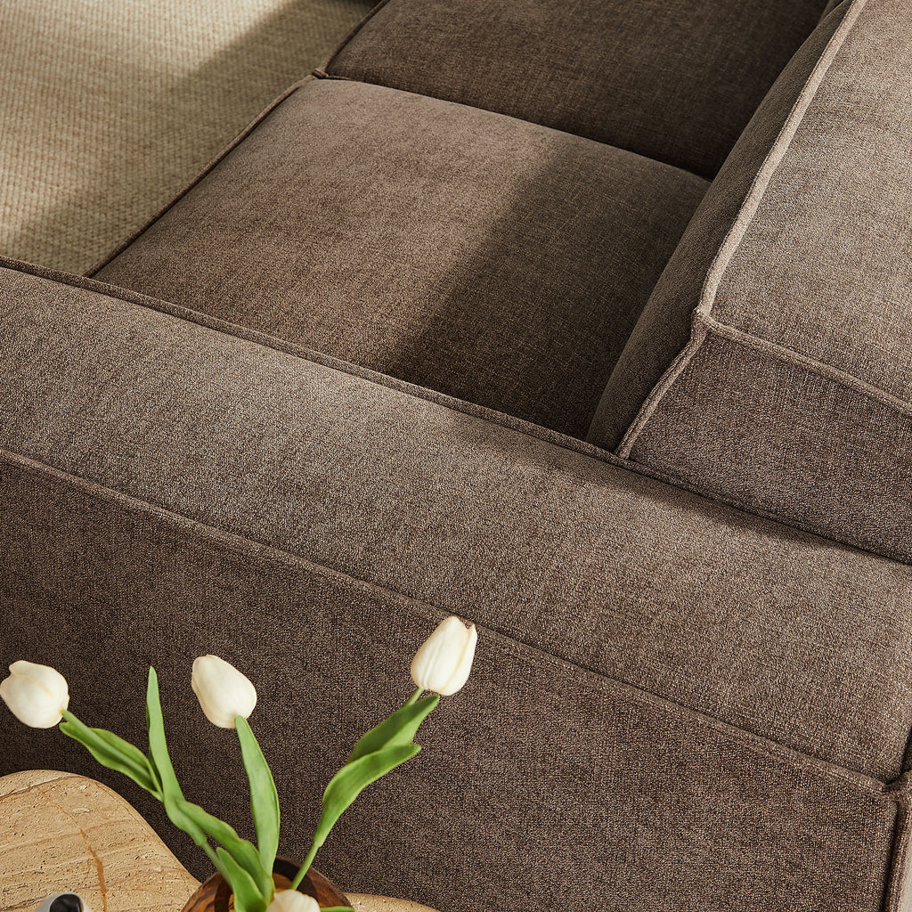 Restore 5-Piece Performance Fabric Upholstered Modular L-Shaped Sofa - Mocha