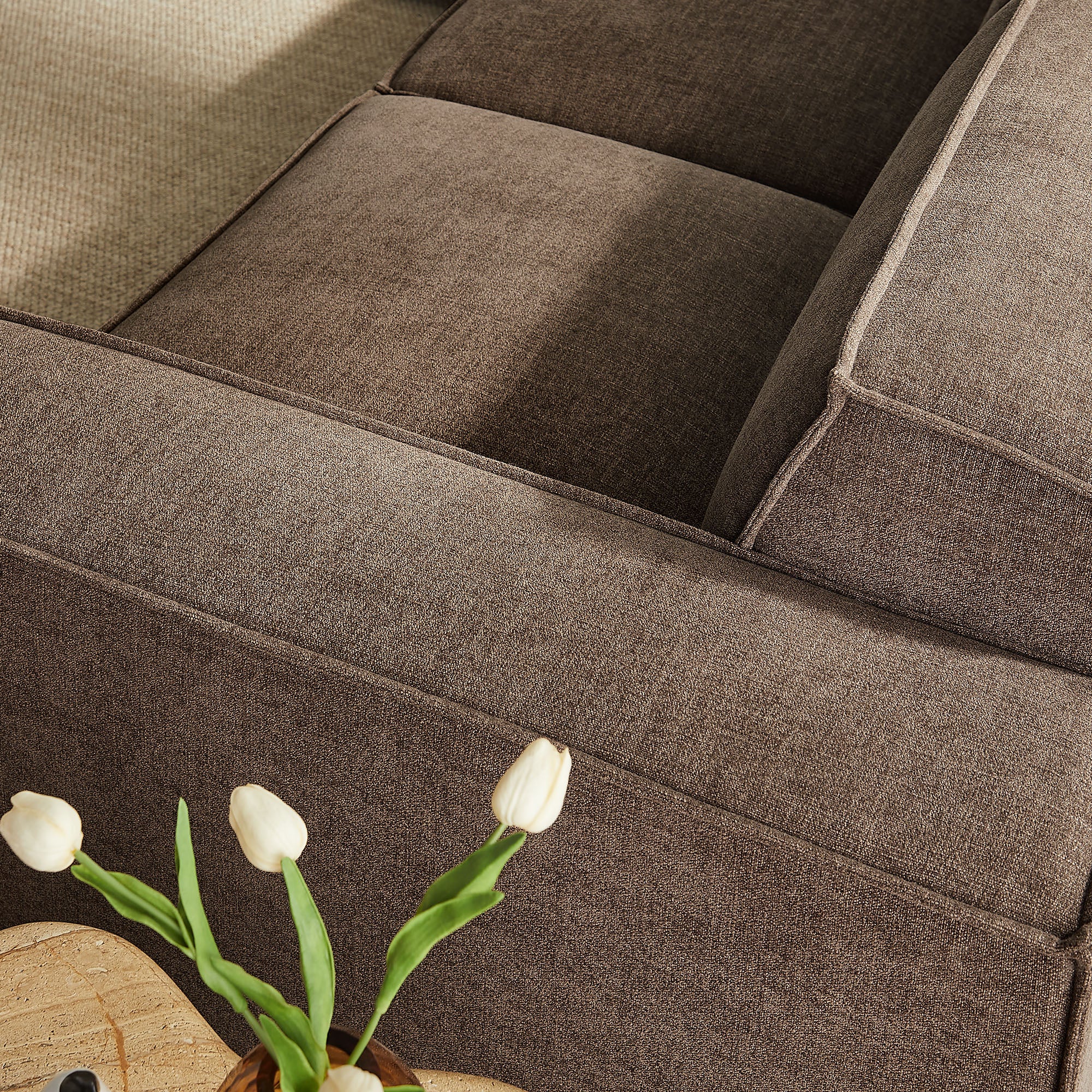 Restore 5-Piece Performance Fabric Upholstered Modular L-Shaped Sofa - Mocha