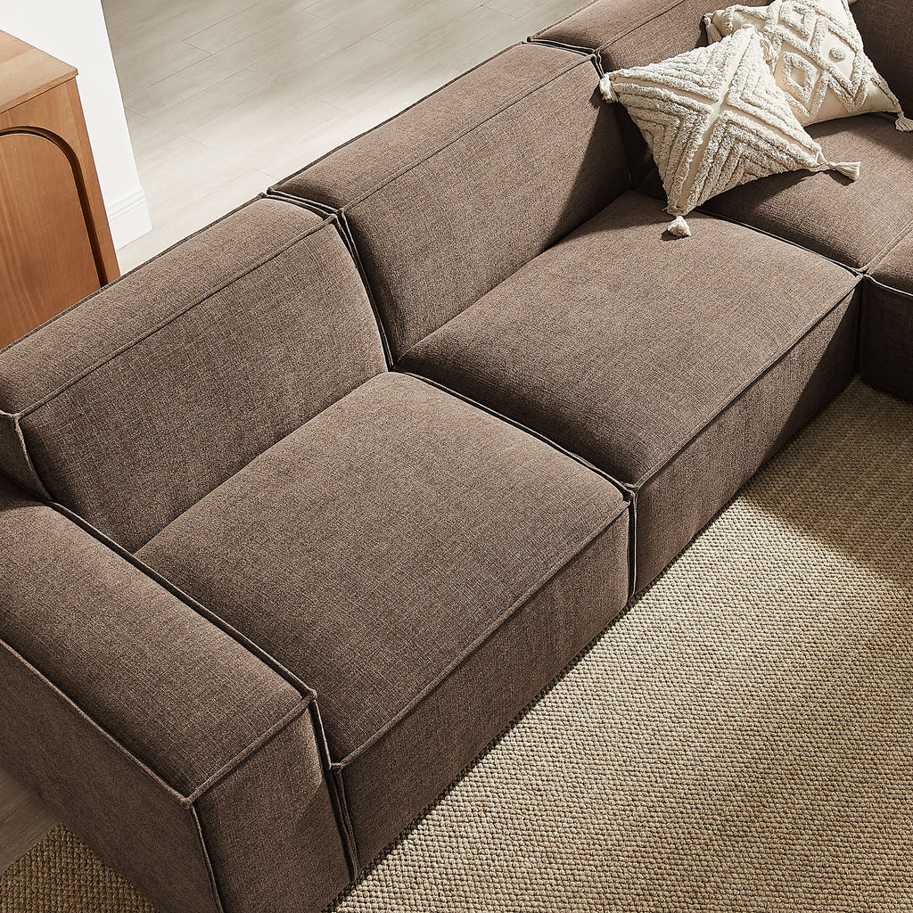 Restore 5-Piece Performance Fabric Upholstered Modular L-Shaped Sofa - Mocha