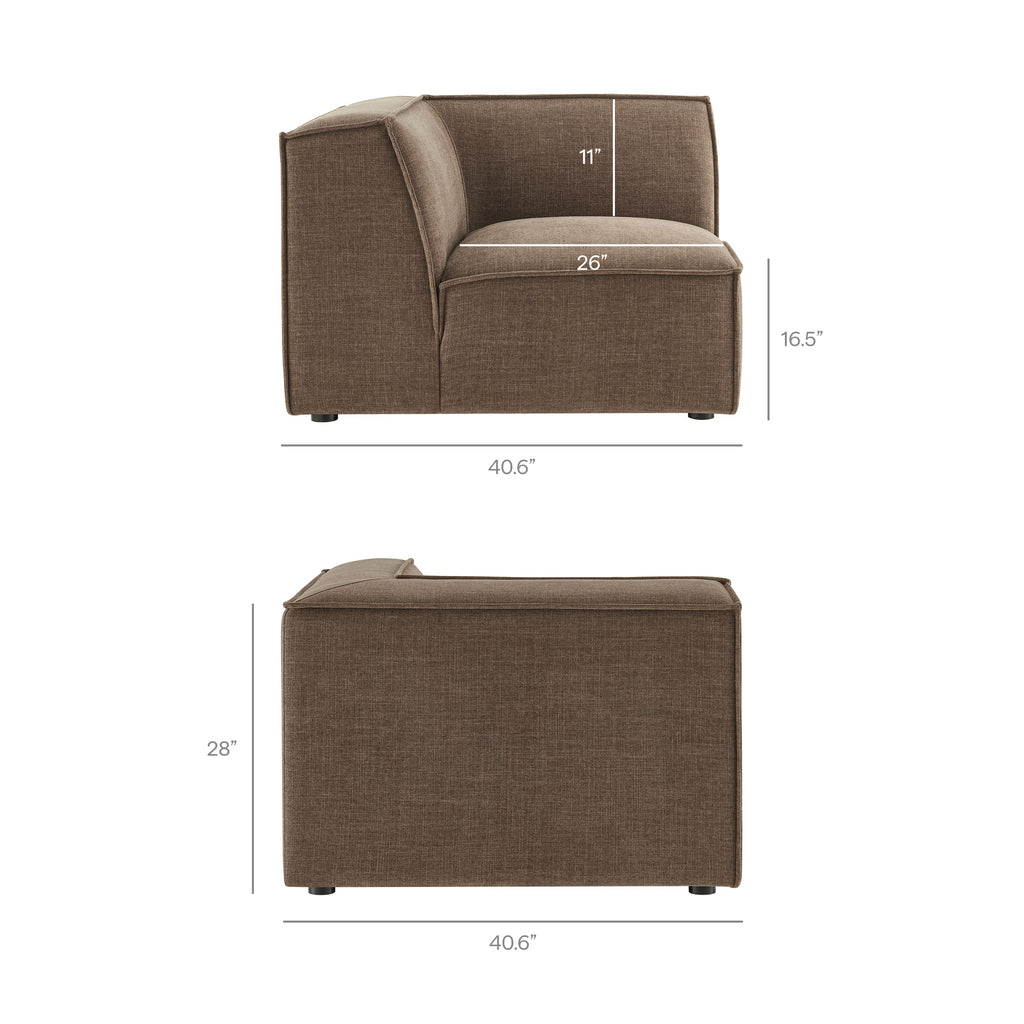 Restore 5-Piece Performance Fabric Upholstered Modular L-Shaped Sofa - Mocha