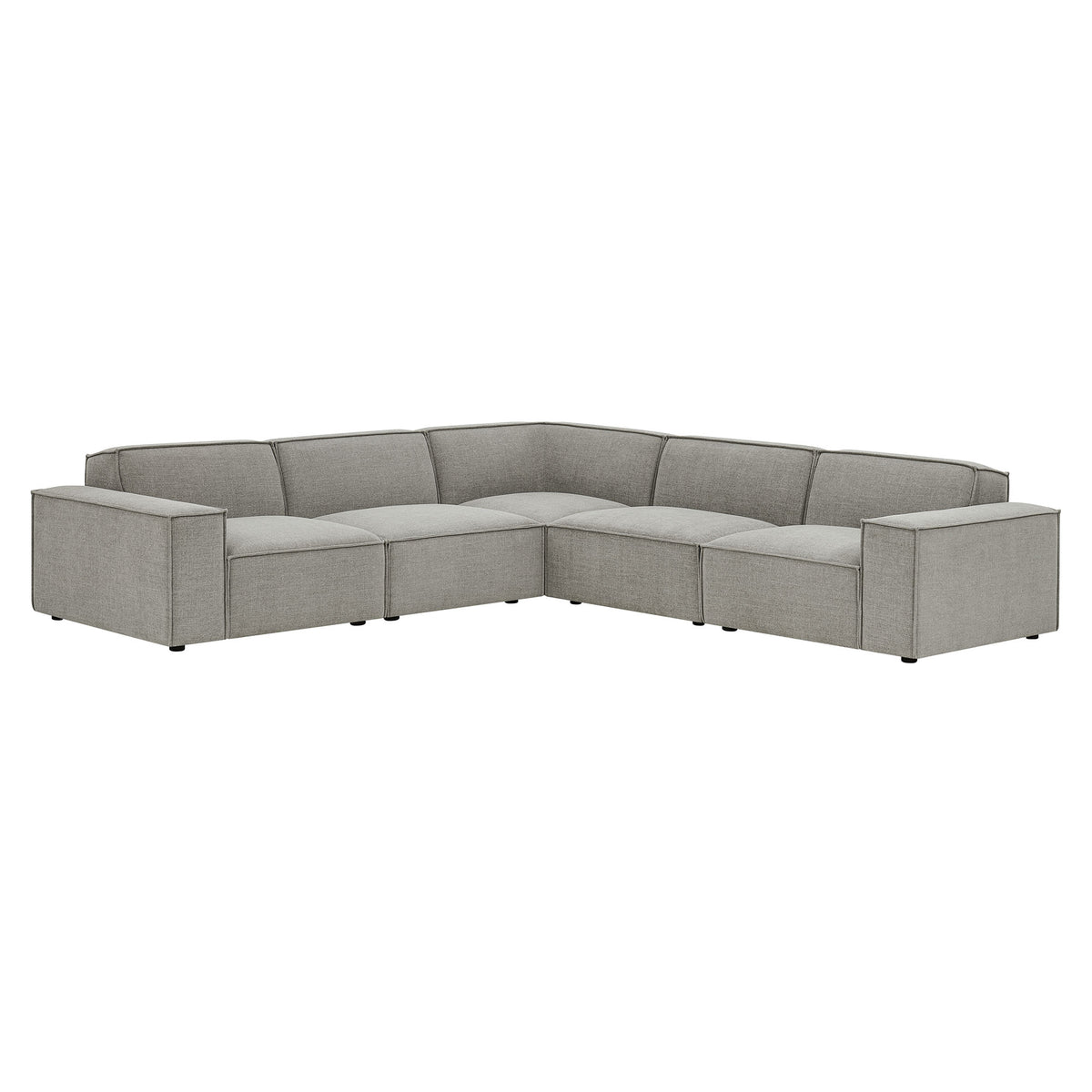 Restore 5-Piece Performance Fabric Upholstered Modular L-Shaped Sofa - Pewter