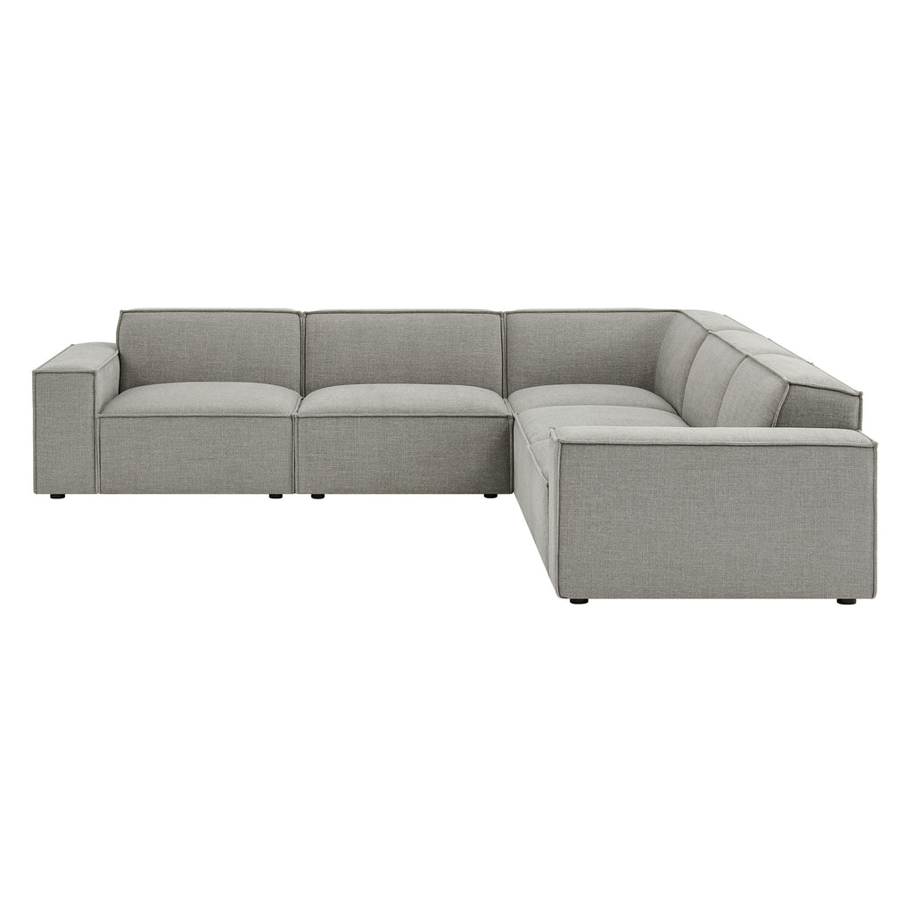 Restore 5-Piece Performance Fabric Upholstered Modular L-Shaped Sofa - Pewter