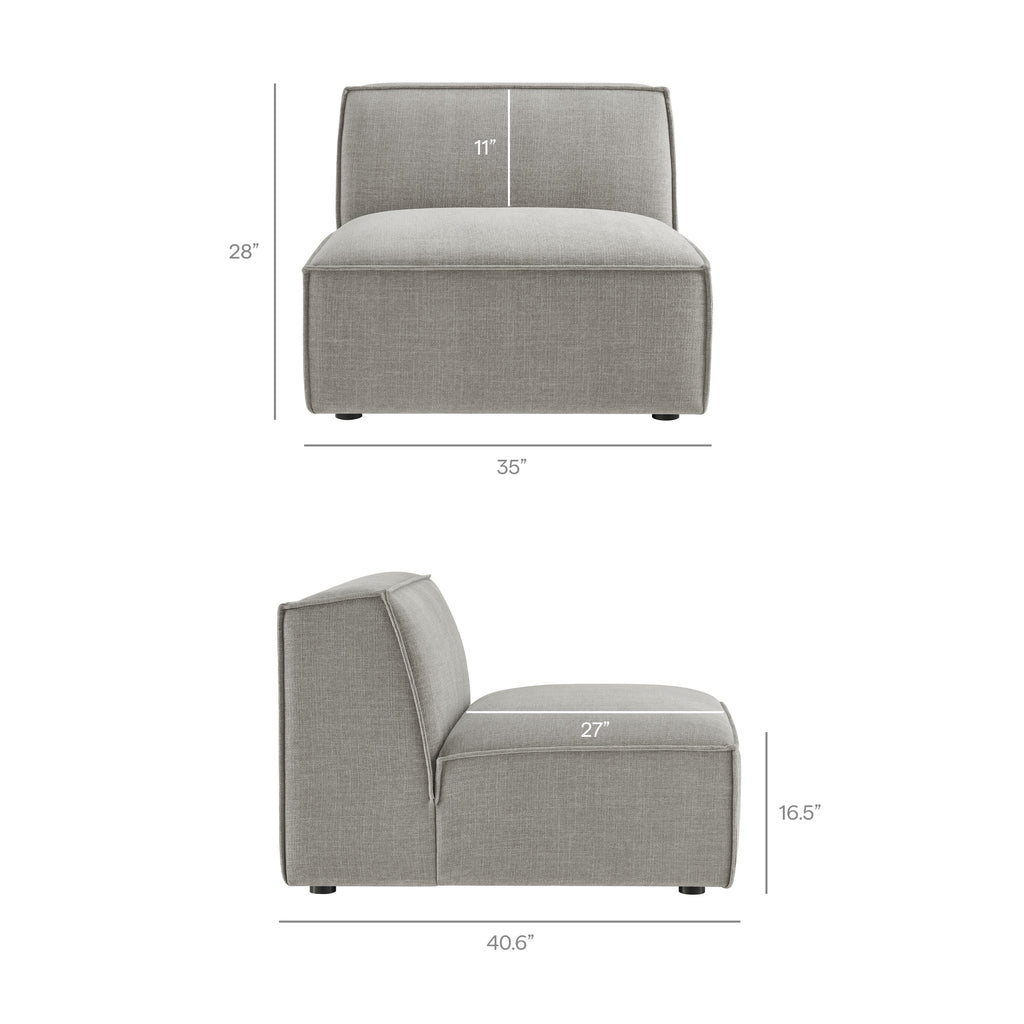 Restore 5-Piece Performance Fabric Upholstered Modular L-Shaped Sofa - Pewter