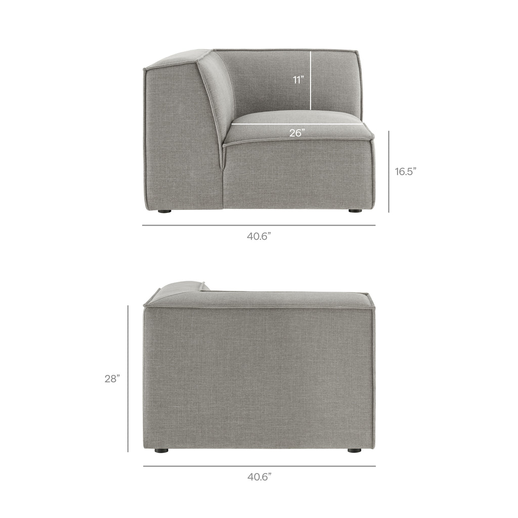 Restore 5-Piece Performance Fabric Upholstered Modular L-Shaped Sofa - Pewter