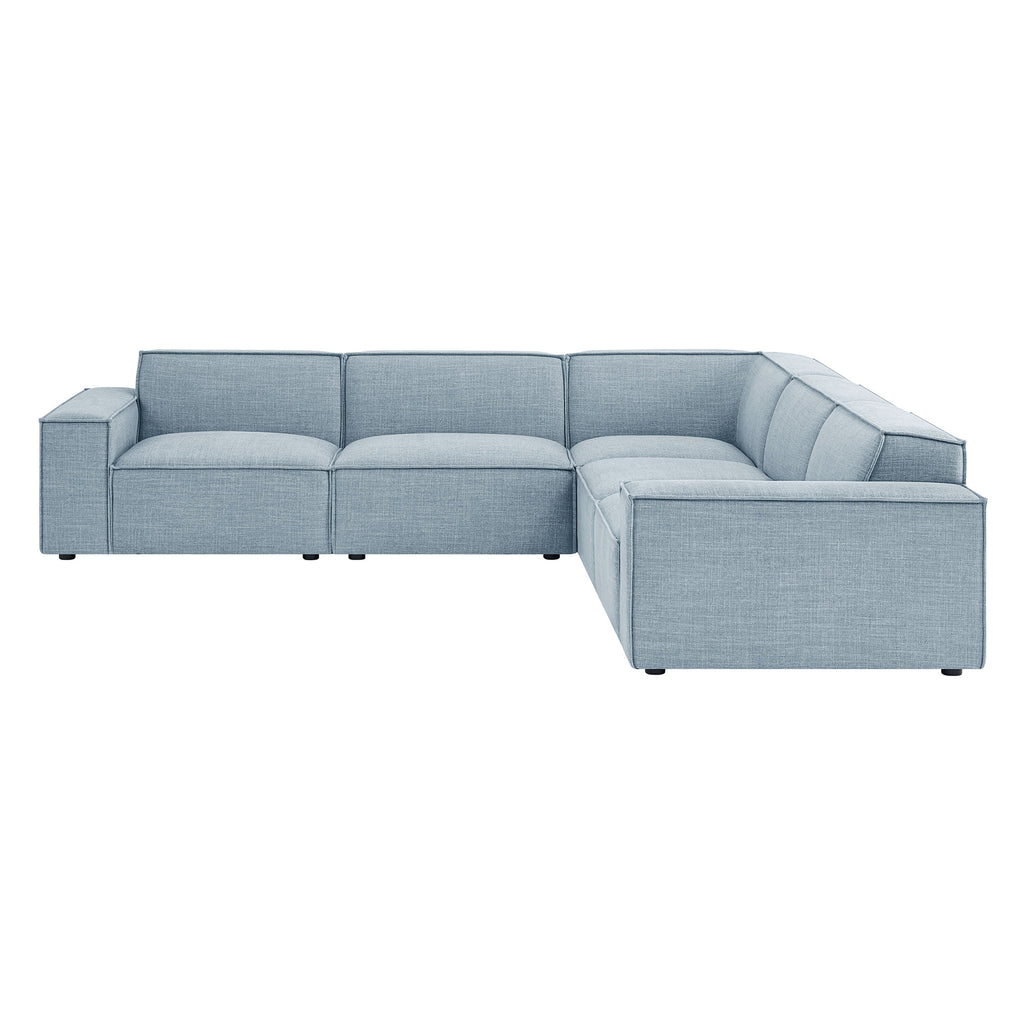 Restore 5-Piece Performance Fabric Upholstered Modular L-Shaped Sofa - Sky