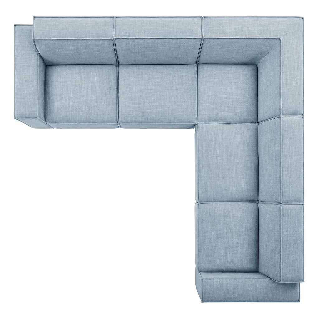 Restore 5-Piece Performance Fabric Upholstered Modular L-Shaped Sofa - Sky
