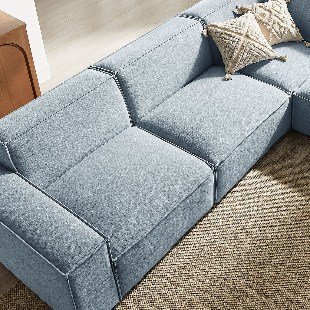 Restore 5-Piece Performance Fabric Upholstered Modular L-Shaped Sofa - Sky