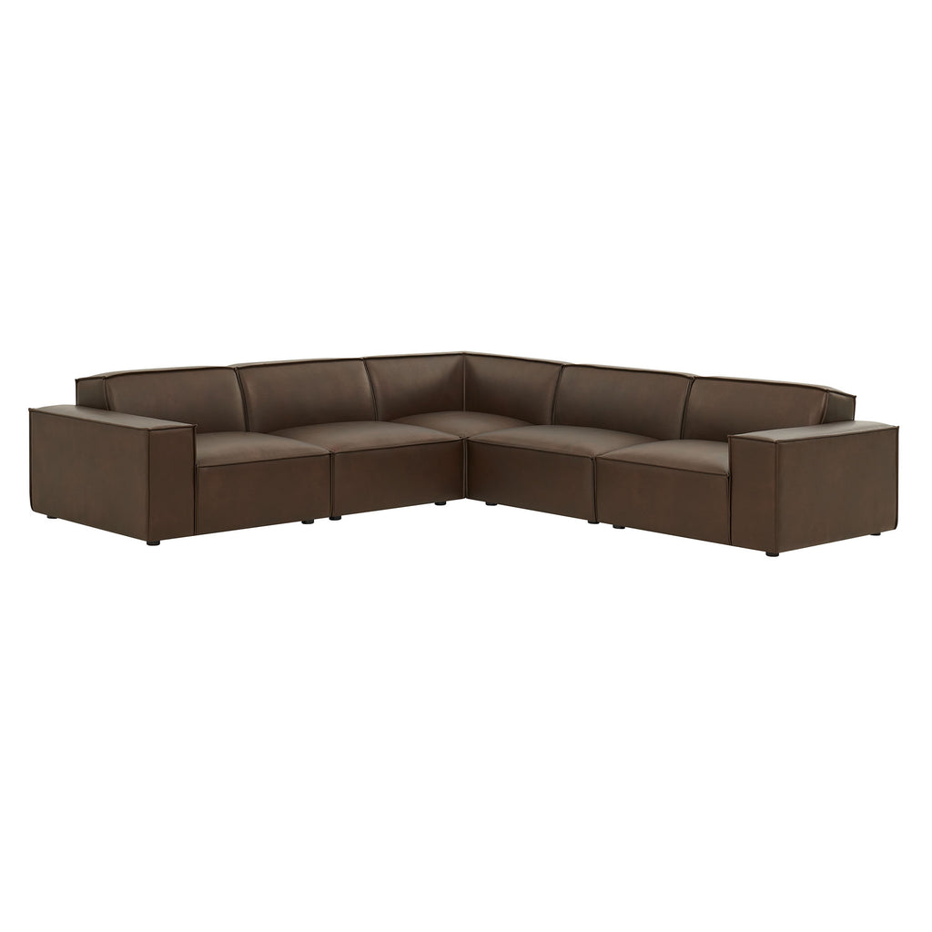 Restore 5-Piece Vegan Leather Modular L-Shaped Sofa - Espresso