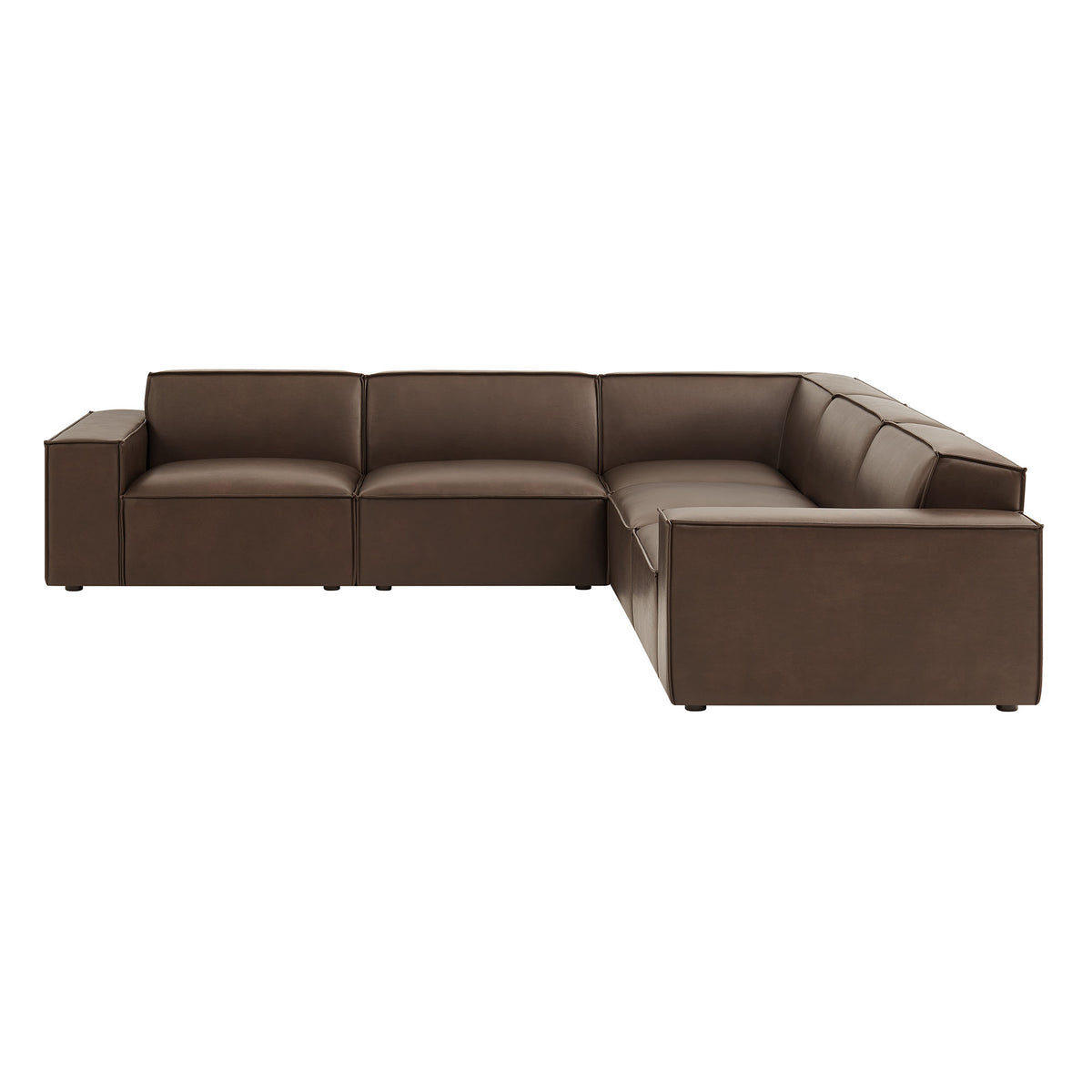 Restore 5-Piece Vegan Leather Modular L-Shaped Sofa - Espresso