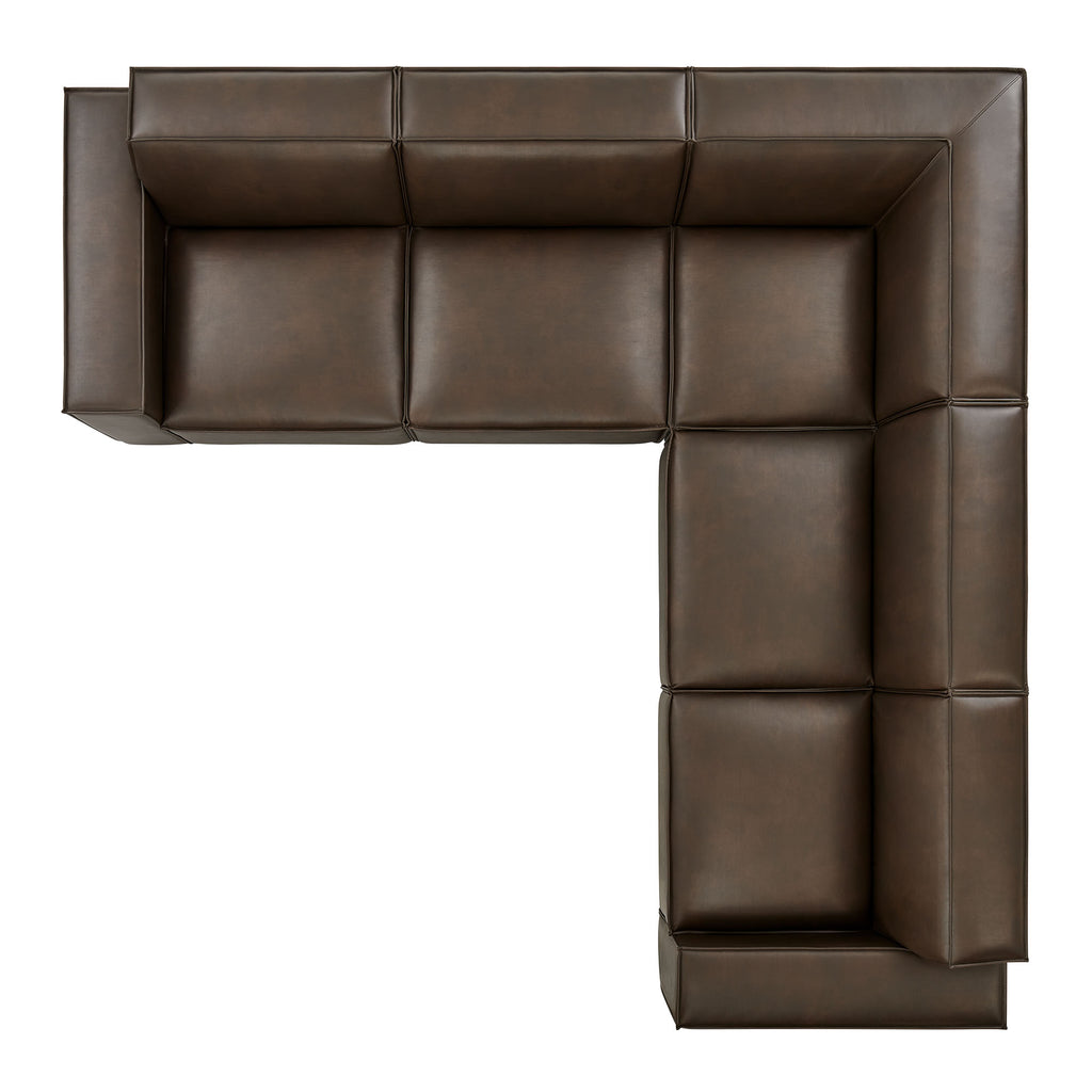 Restore 5-Piece Vegan Leather Modular L-Shaped Sofa - Espresso