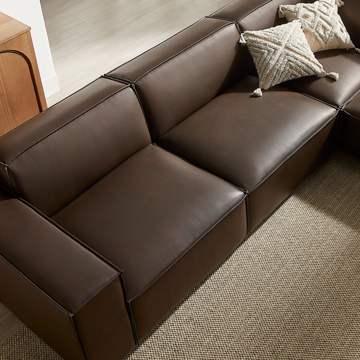 Restore 5-Piece Vegan Leather Modular L-Shaped Sofa - Espresso