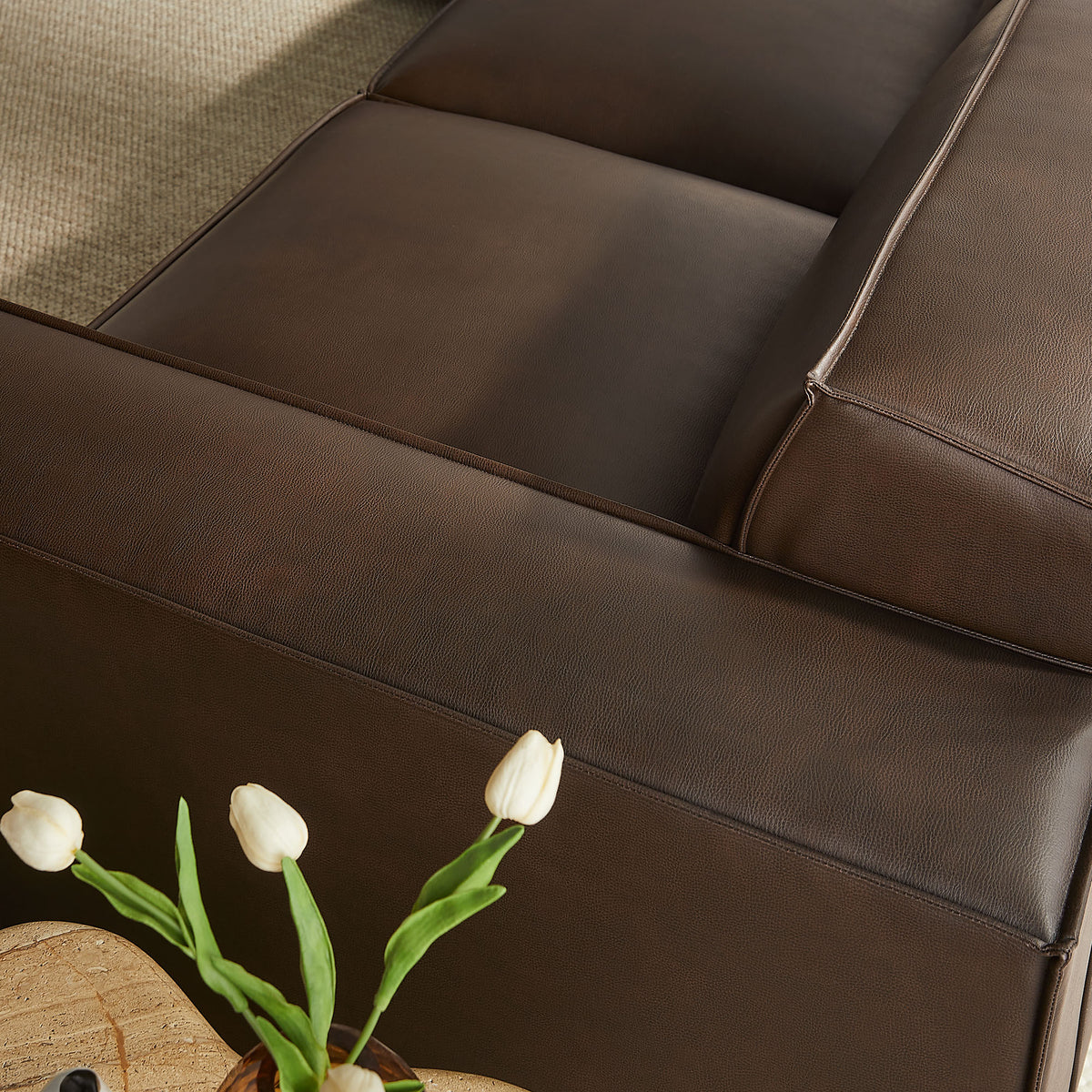Restore 5-Piece Vegan Leather Modular L-Shaped Sofa - Espresso