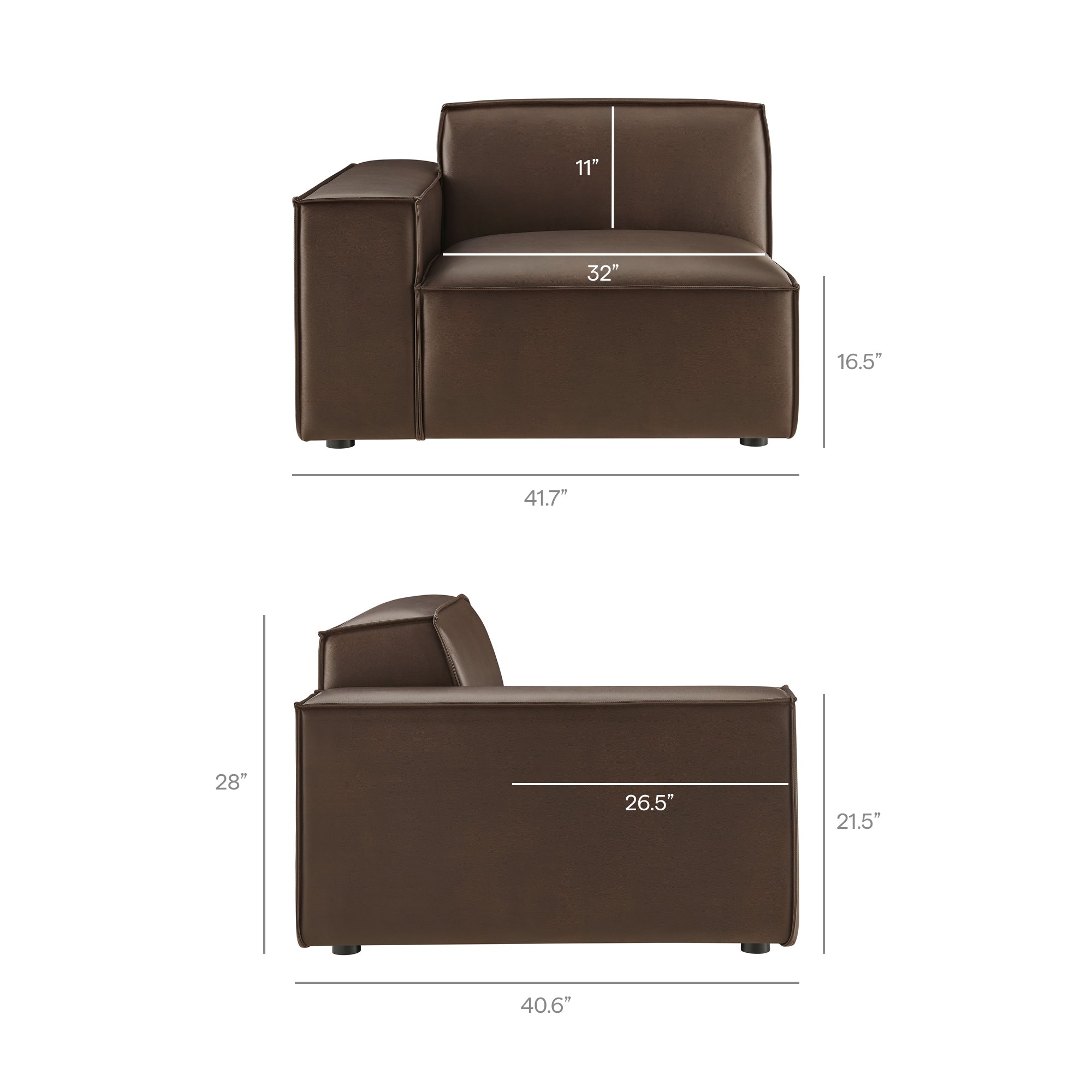 Restore 5-Piece Vegan Leather Modular L-Shaped Sofa - Espresso