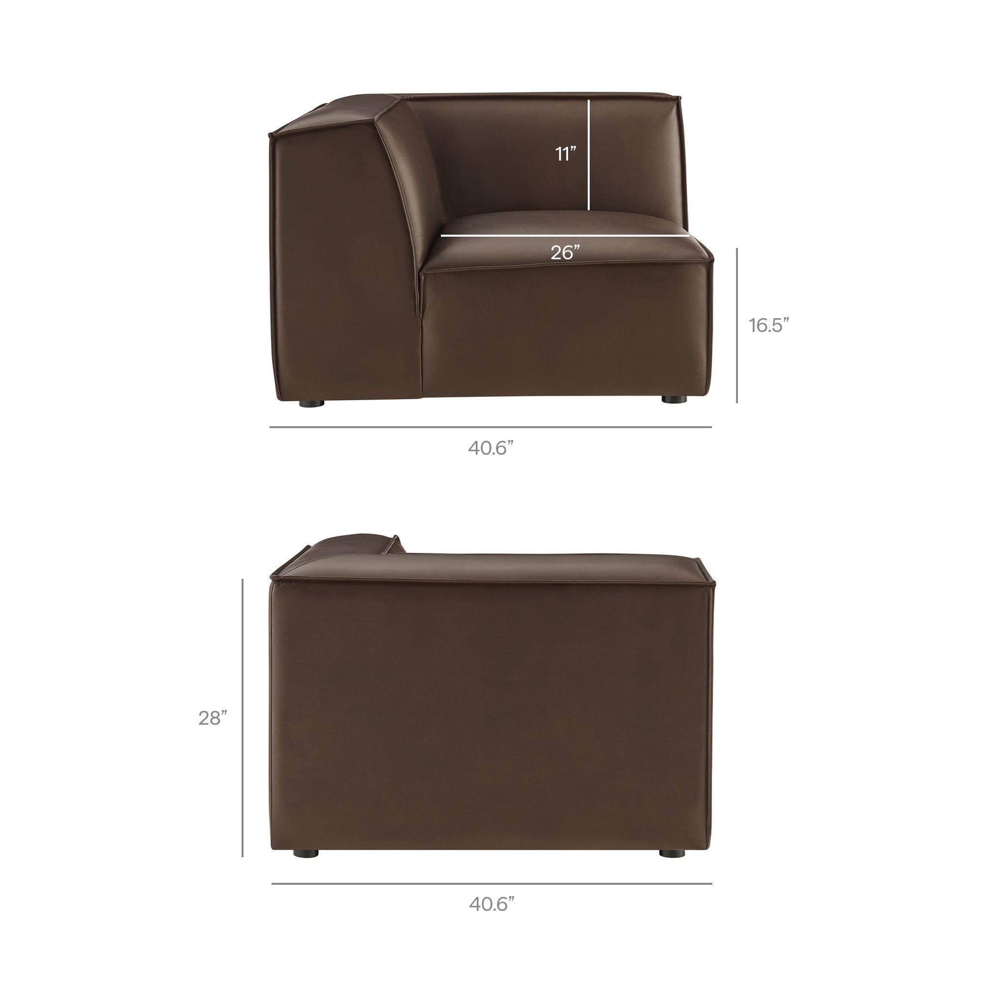 Restore 5-Piece Vegan Leather Modular L-Shaped Sofa - Espresso