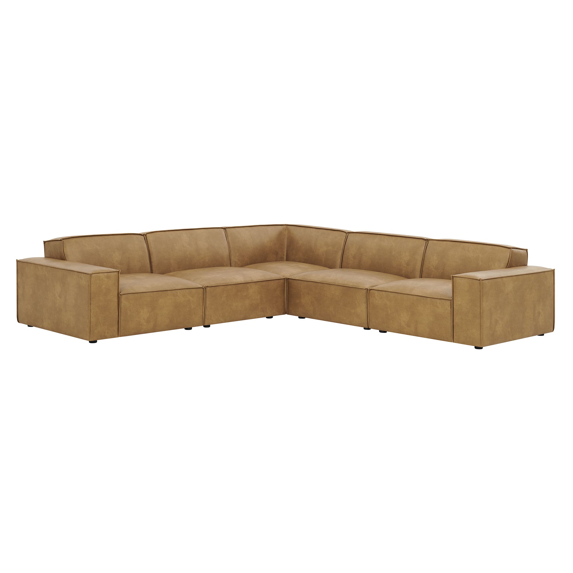 Restore 5-Piece Vegan Leather Modular L-Shaped Sofa - Toast