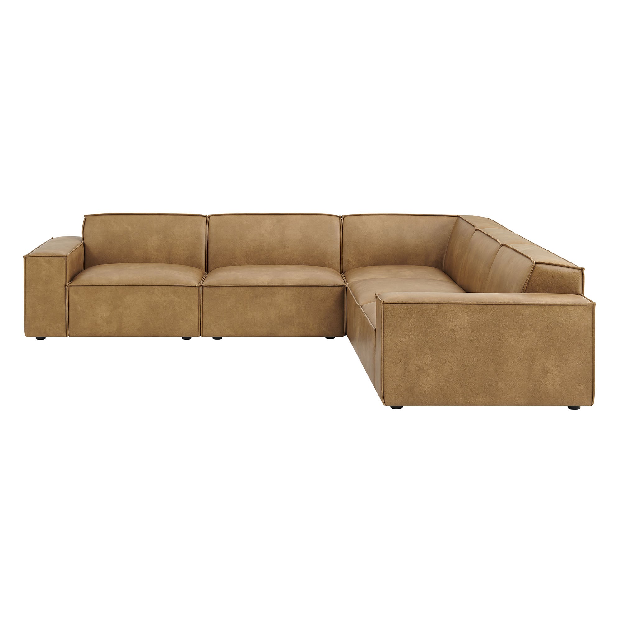 Restore 5-Piece Vegan Leather Modular L-Shaped Sofa - Toast
