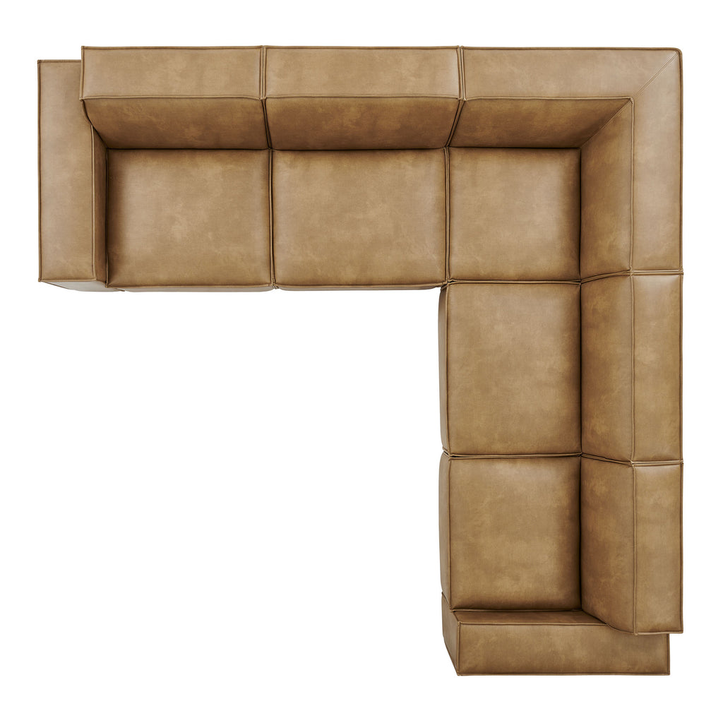 Restore 5-Piece Vegan Leather Modular L-Shaped Sofa - Toast