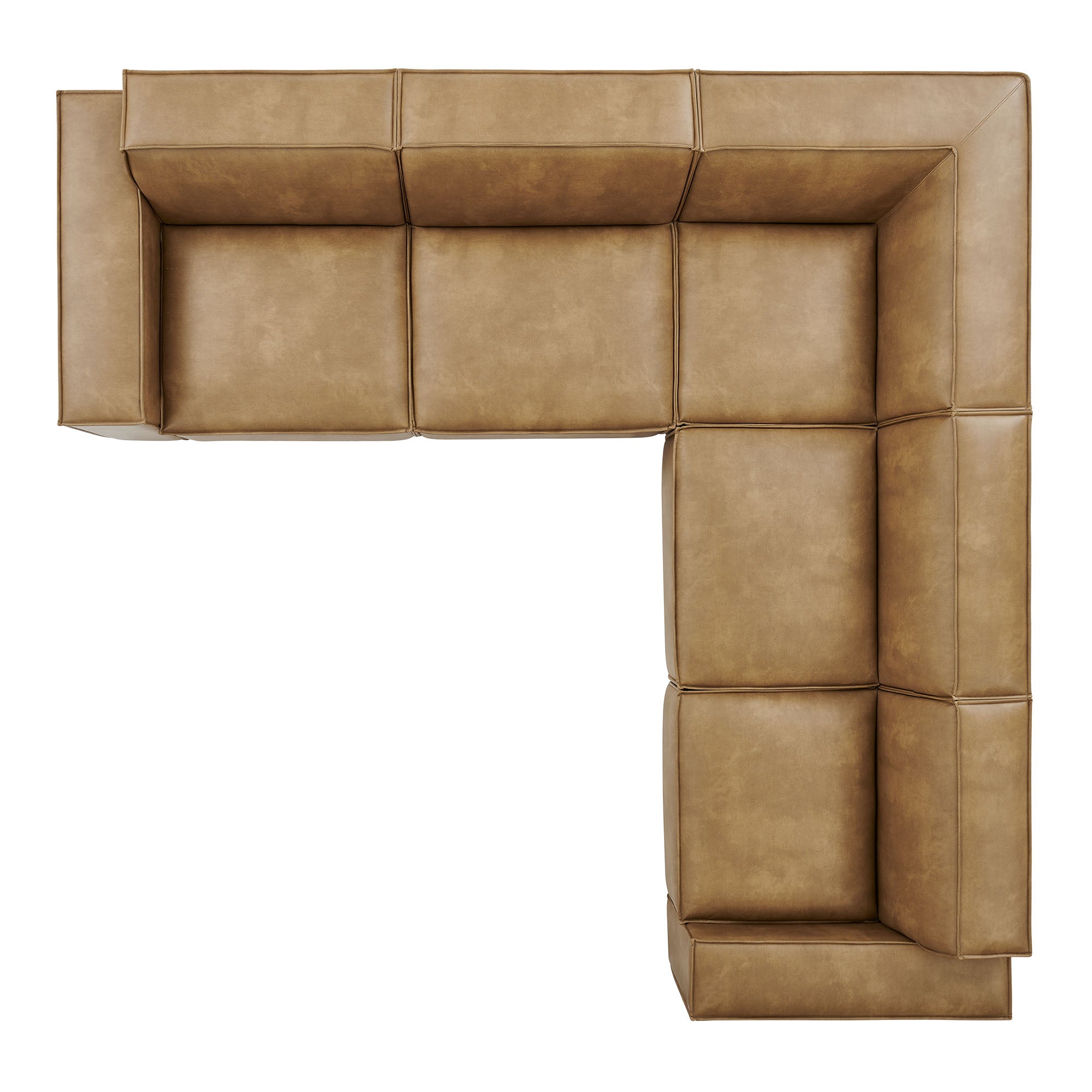 Restore 5-Piece Vegan Leather Modular L-Shaped Sofa - Toast