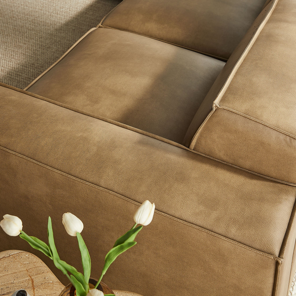 Restore 5-Piece Vegan Leather Modular L-Shaped Sofa - Toast
