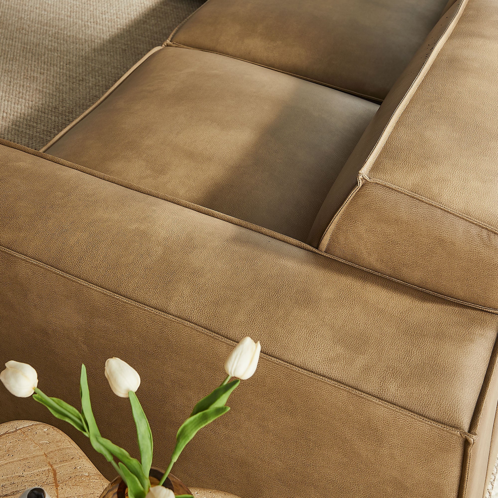 Restore 5-Piece Vegan Leather Modular L-Shaped Sofa - Toast
