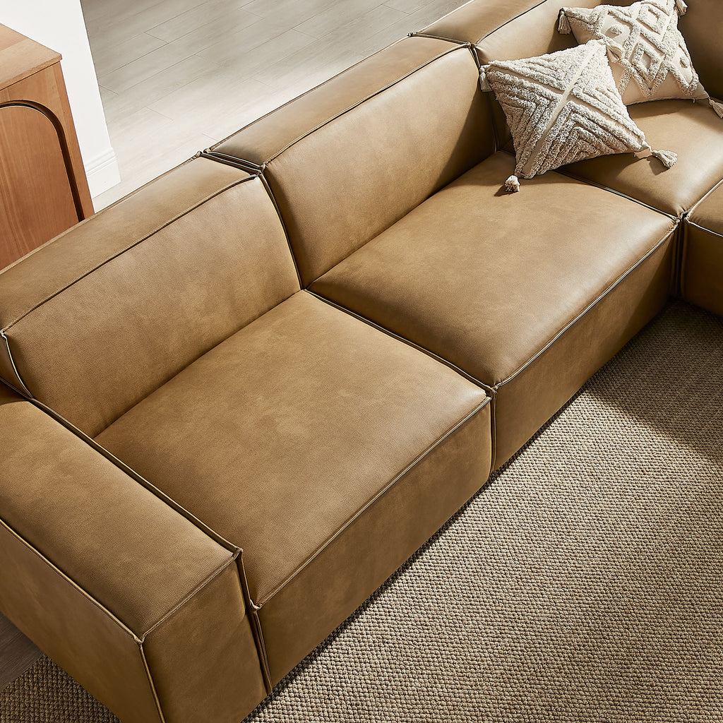 Restore 5-Piece Vegan Leather Modular L-Shaped Sofa - Toast