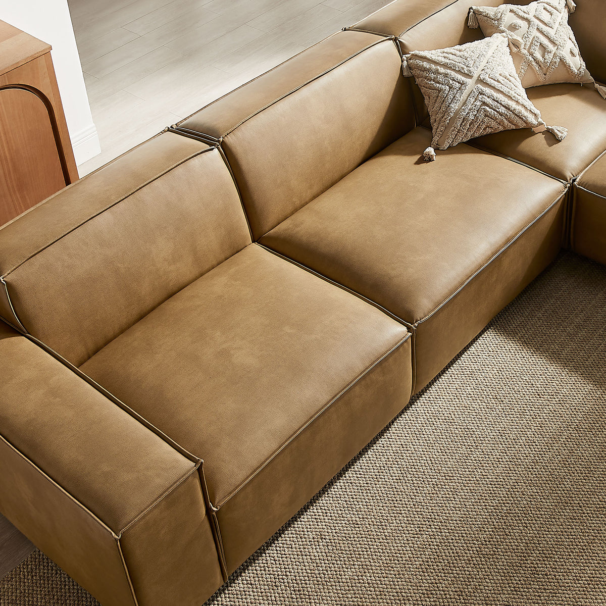 Restore 5-Piece Vegan Leather Modular L-Shaped Sofa - Toast