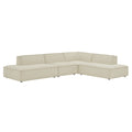 Restore 4-Piece Performance Fabric Upholstered Modular L-Shaped Armless Sectional Sofa - Ecru