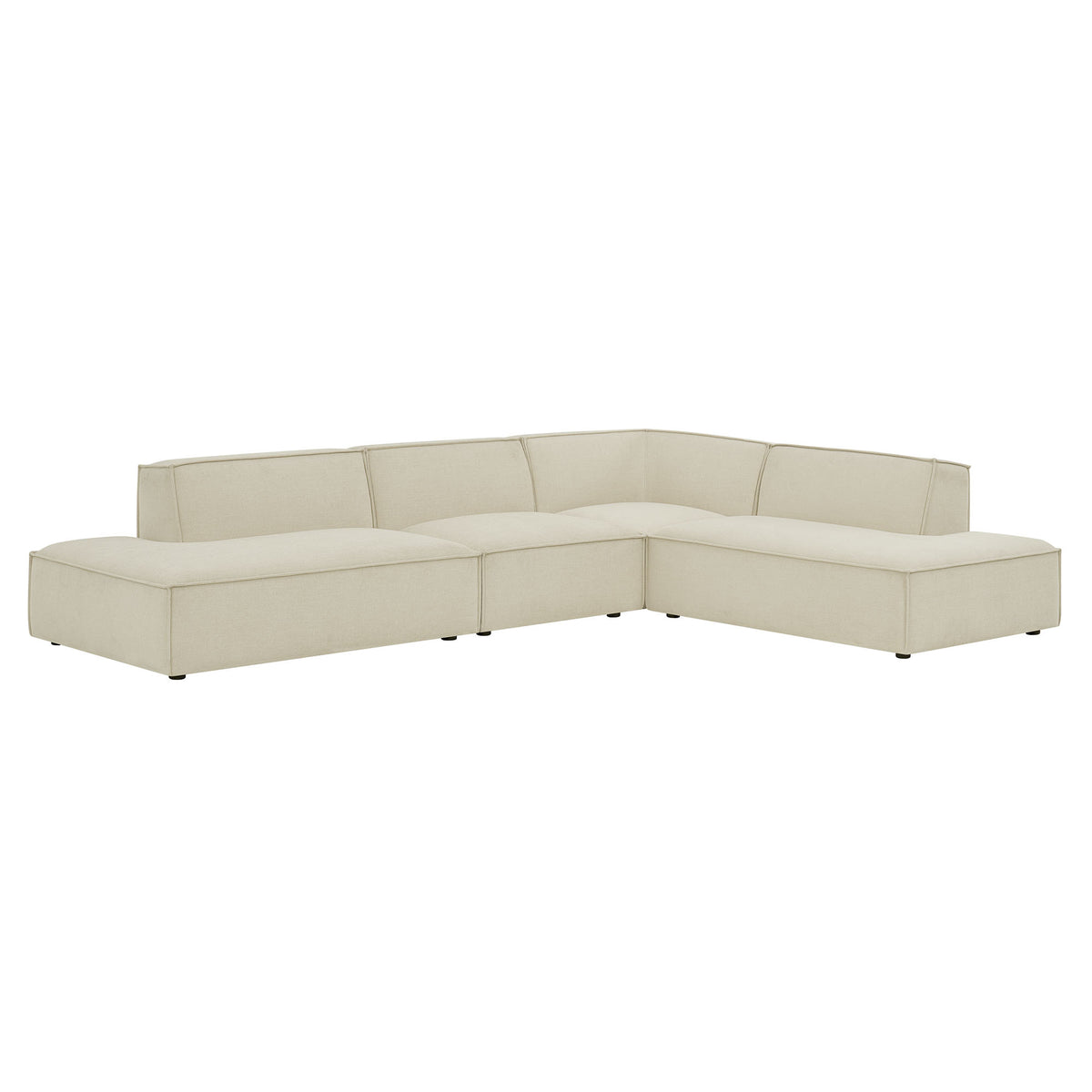 Restore 4-Piece Performance Fabric Upholstered Modular L-Shaped Armless Sectional Sofa - Ecru