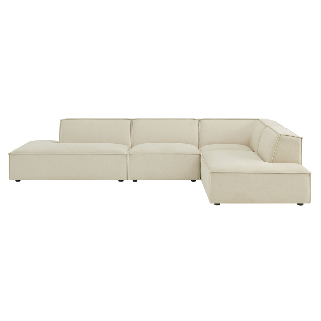 Restore 4-Piece Performance Fabric Upholstered Modular L-Shaped Armless Sectional Sofa - Ecru
