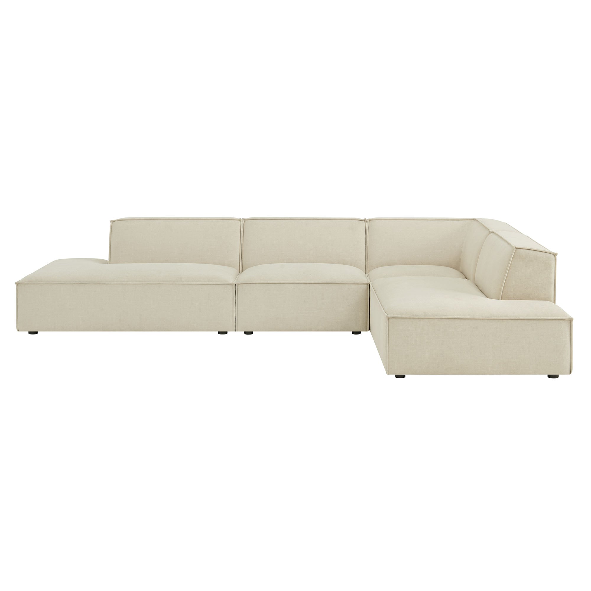 Restore 4-Piece Performance Fabric Upholstered Modular L-Shaped Armless Sectional Sofa - Ecru