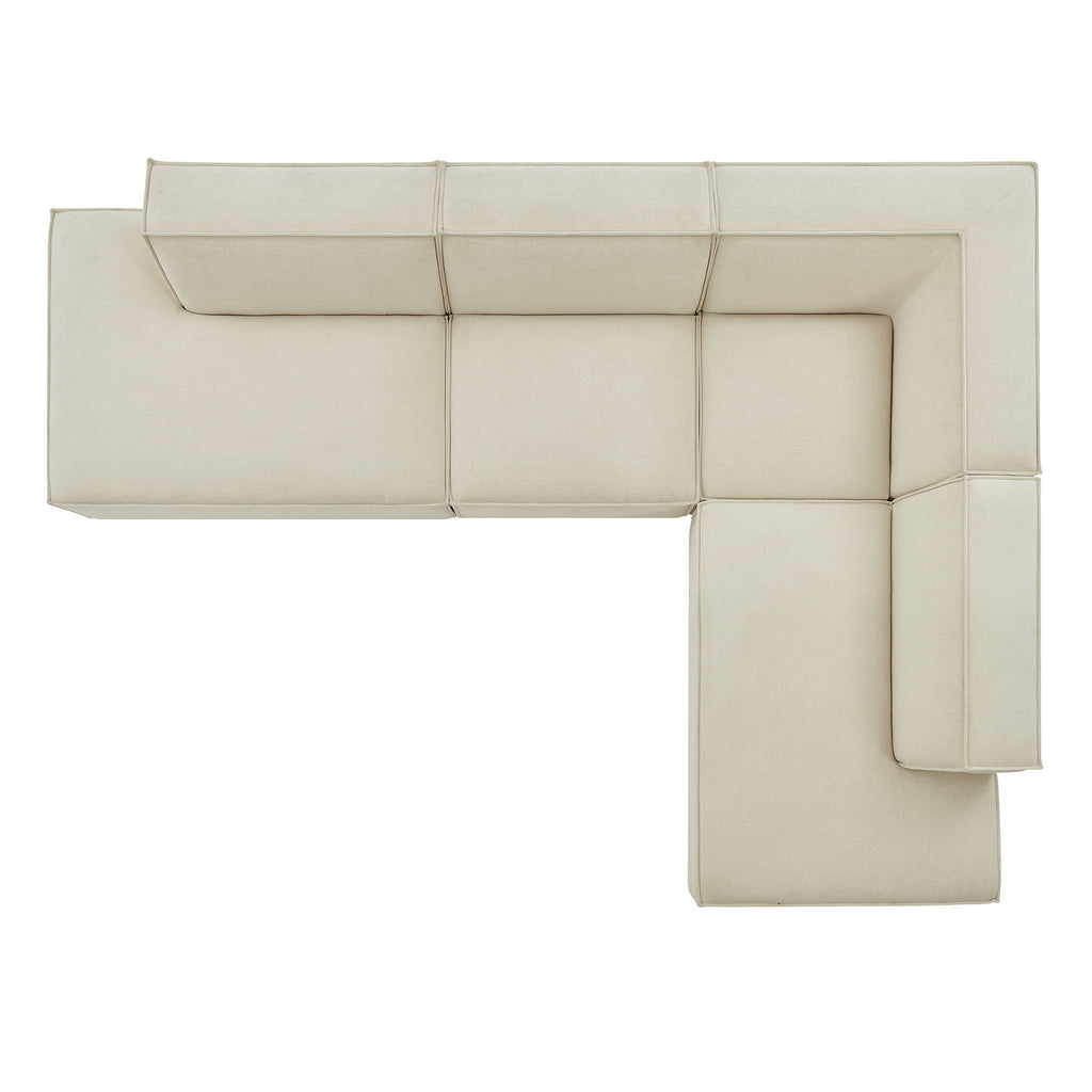 Restore 4-Piece Performance Fabric Upholstered Modular L-Shaped Armless Sectional Sofa - Ecru