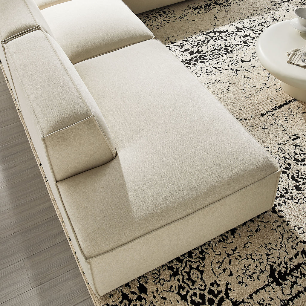 Restore 4-Piece Performance Fabric Upholstered Modular L-Shaped Armless Sectional Sofa - Ecru
