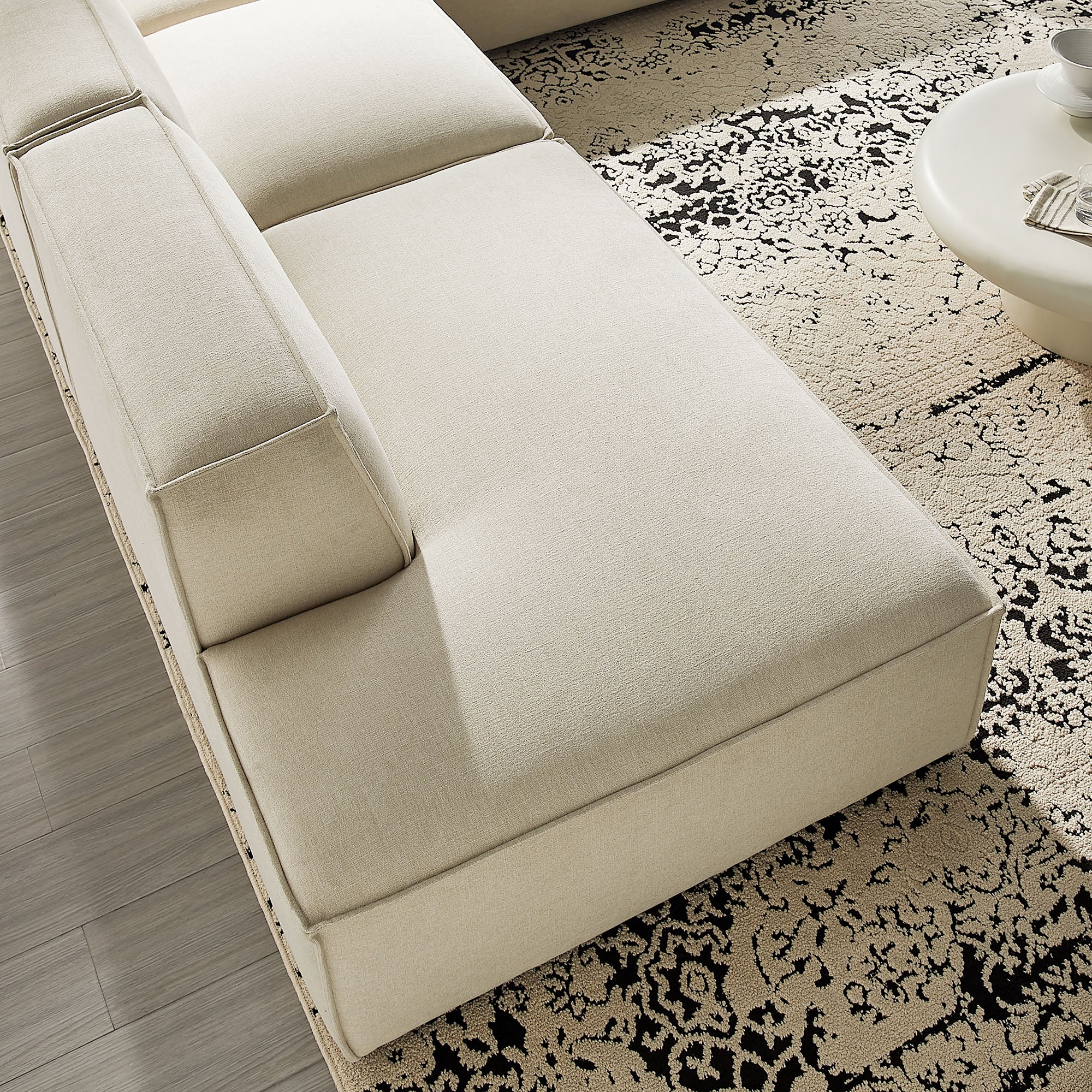 Restore 4-Piece Performance Fabric Upholstered Modular L-Shaped Armless Sectional Sofa - Ecru