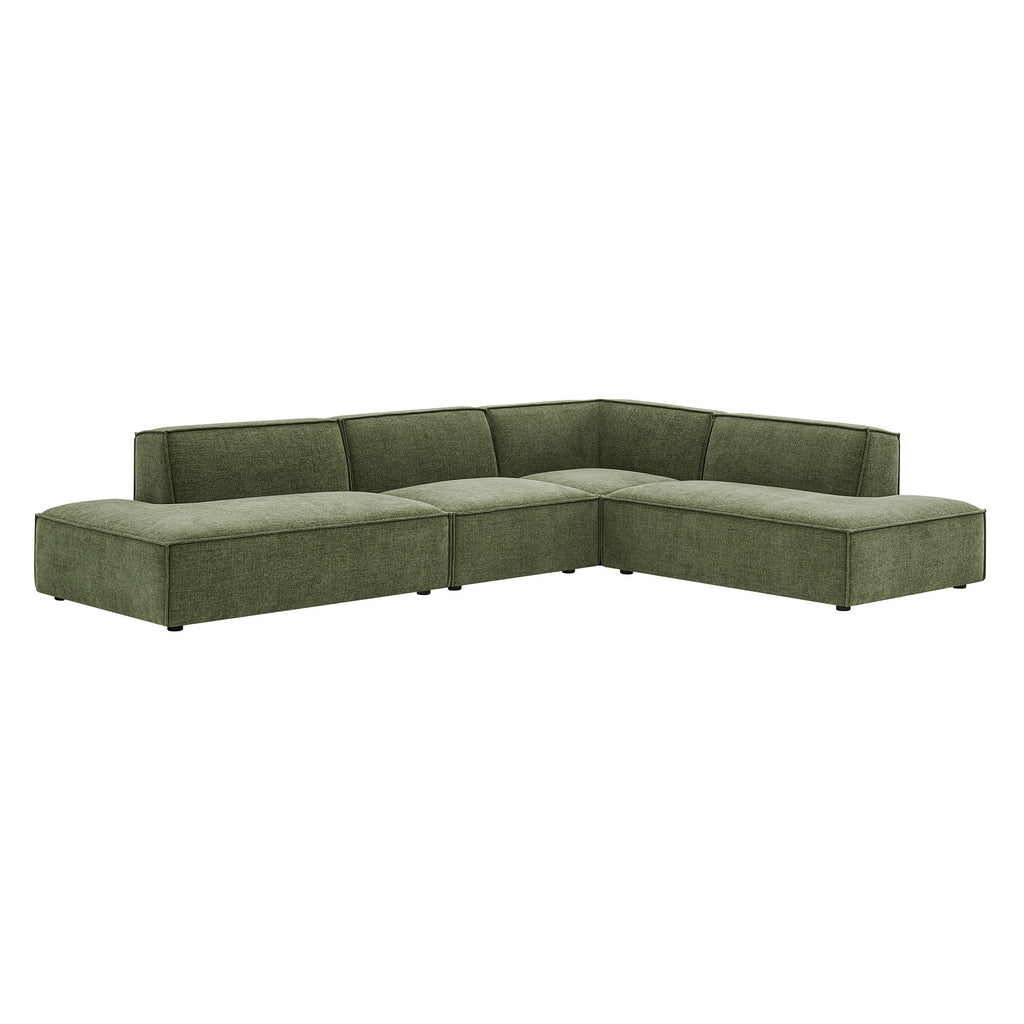 Restore 4-Piece Performance Fabric Upholstered Modular L-Shaped Armless Sectional Sofa - Foliage