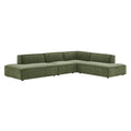 Restore 4-Piece Performance Fabric Upholstered Modular L-Shaped Armless Sectional Sofa - Foliage