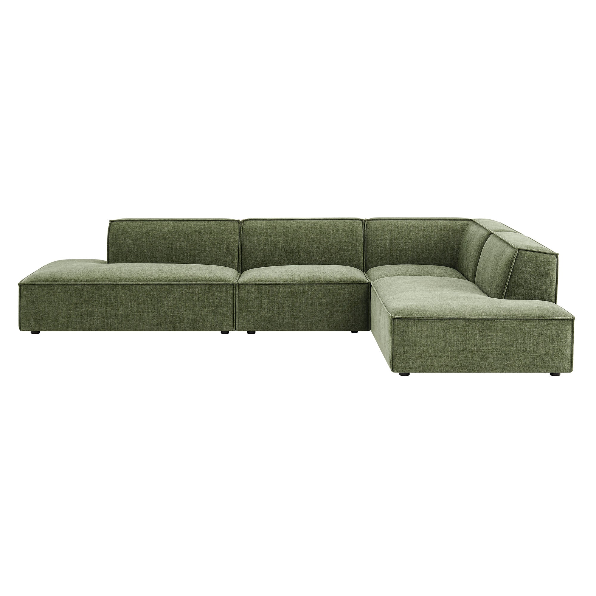 Restore 4-Piece Performance Fabric Upholstered Modular L-Shaped Armless Sectional Sofa - Foliage