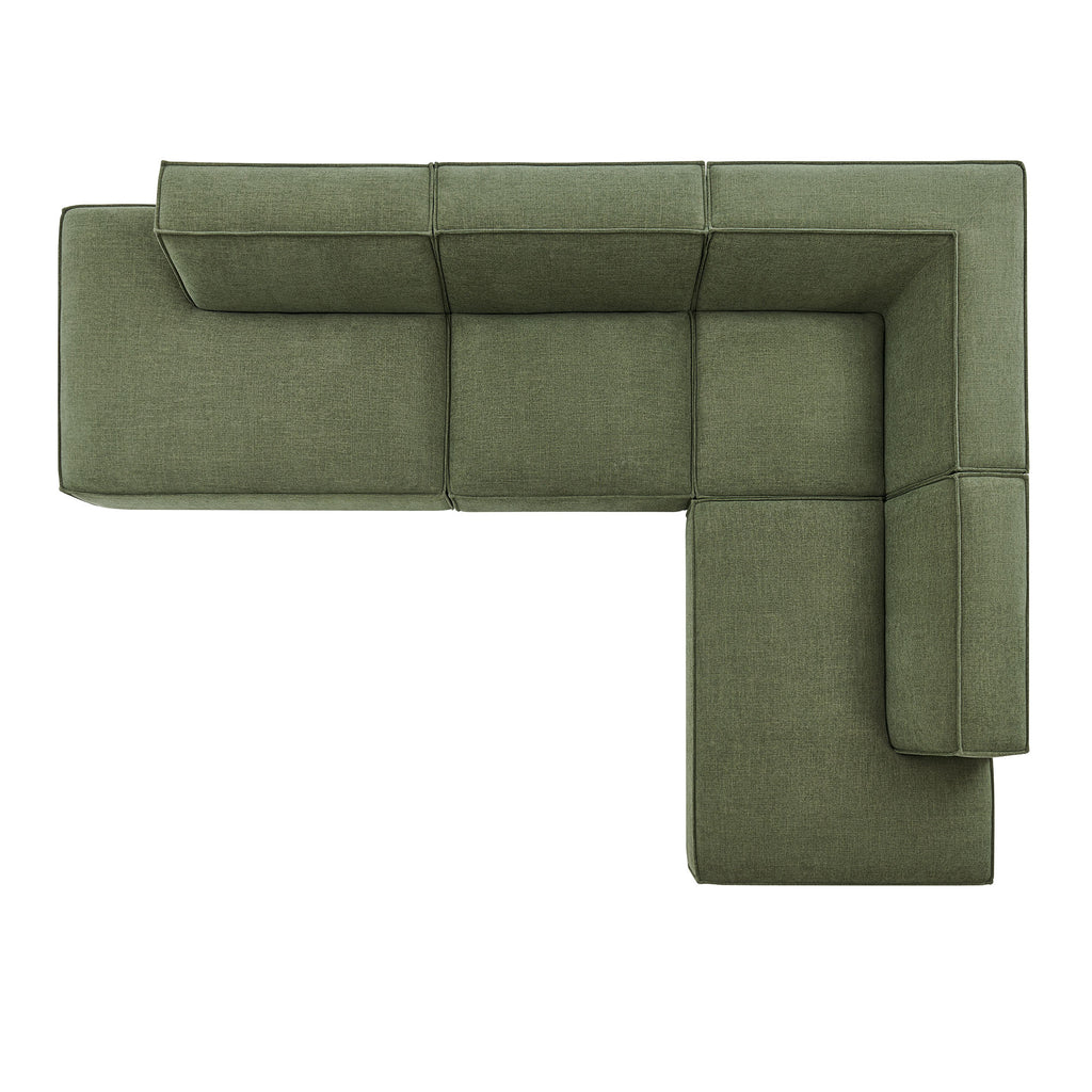 Restore 4-Piece Performance Fabric Upholstered Modular L-Shaped Armless Sectional Sofa - Foliage
