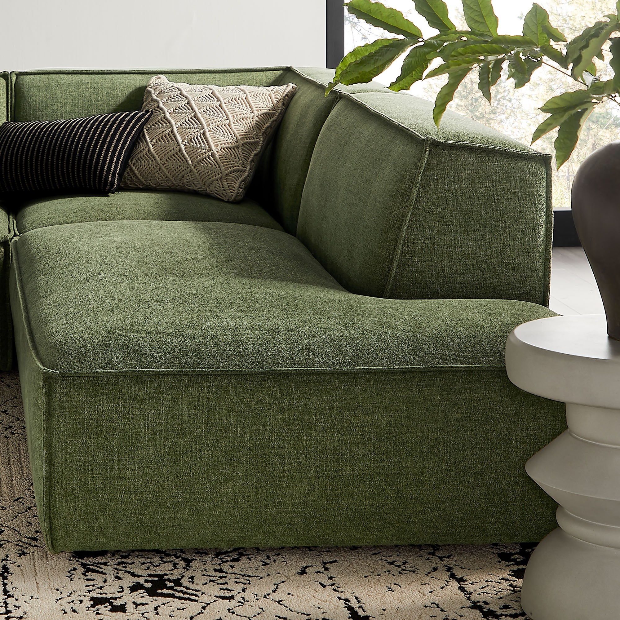 Restore 4-Piece Performance Fabric Upholstered Modular L-Shaped Armless Sectional Sofa - Foliage