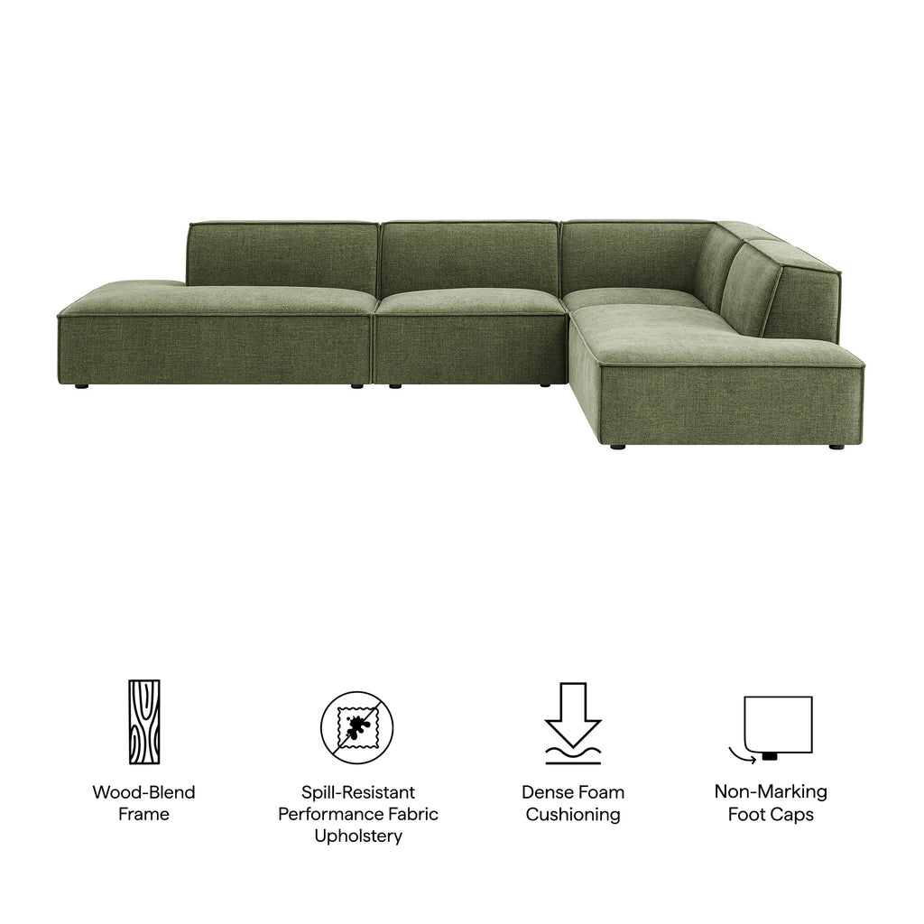 Restore 4-Piece Performance Fabric Upholstered Modular L-Shaped Armless Sectional Sofa - Foliage