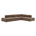 Restore 4-Piece Performance Fabric Upholstered Modular L-Shaped Armless Sectional Sofa - Mocha