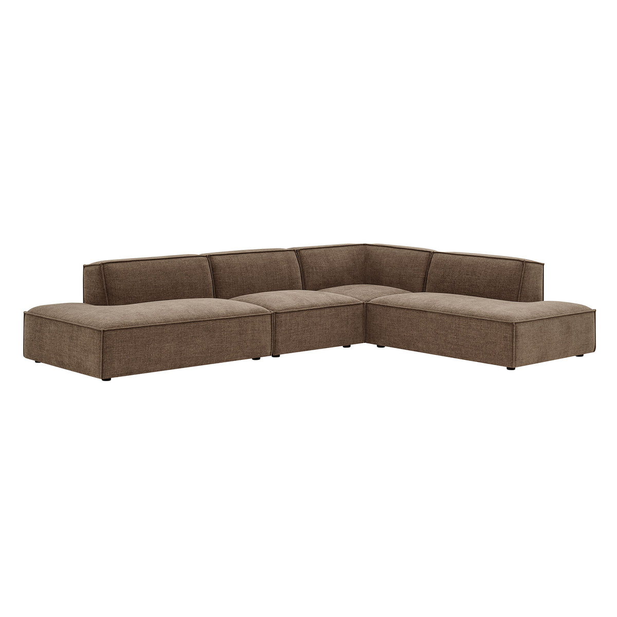 Restore 4-Piece Performance Fabric Upholstered Modular L-Shaped Armless Sectional Sofa - Mocha