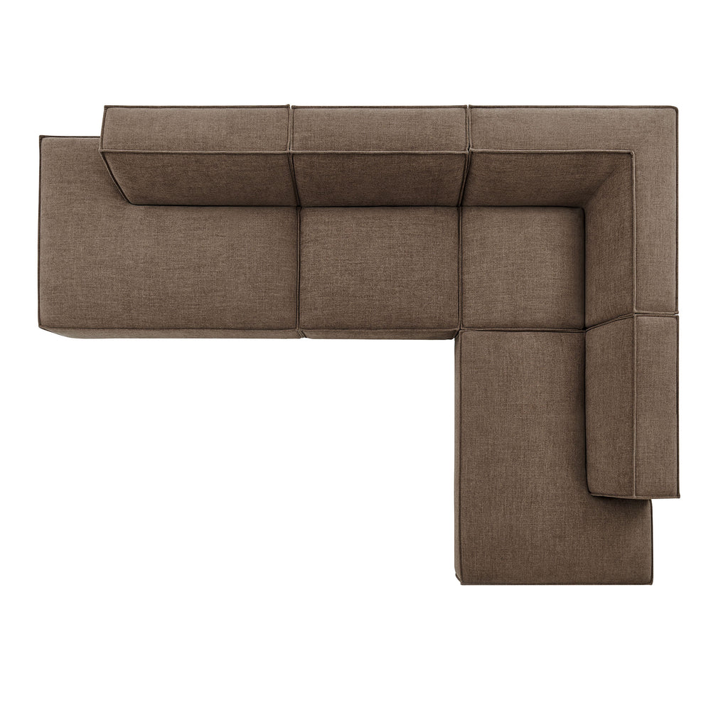 Restore 4-Piece Performance Fabric Upholstered Modular L-Shaped Armless Sectional Sofa - Mocha