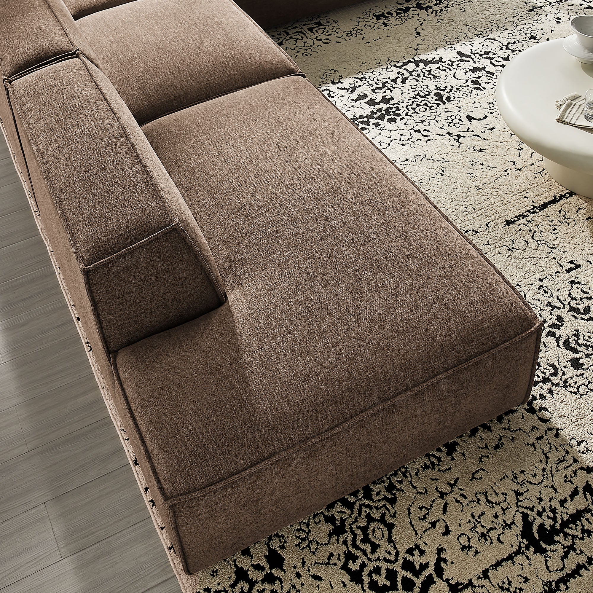 Restore 4-Piece Performance Fabric Upholstered Modular L-Shaped Armless Sectional Sofa - Mocha