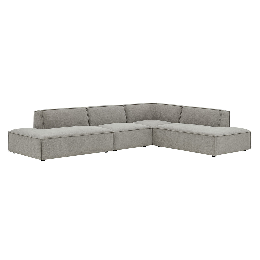 Restore 4-Piece Performance Fabric Upholstered Modular L-Shaped Armless Sectional Sofa - Pewter