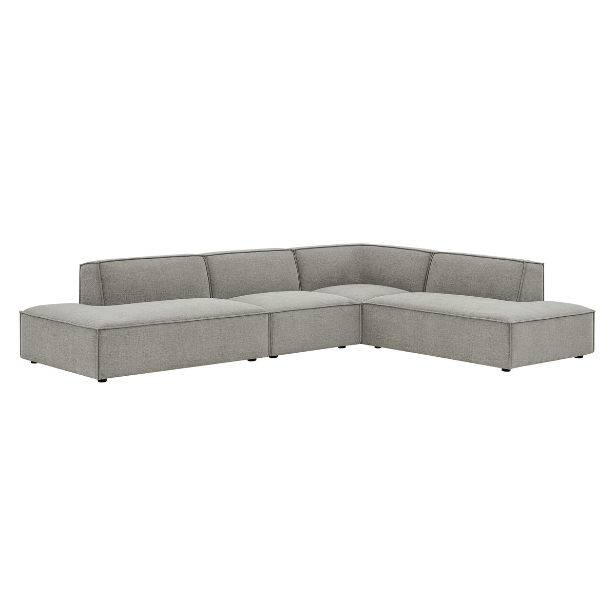 Restore 4-Piece Performance Fabric Upholstered Modular L-Shaped Armless Sectional Sofa - Pewter